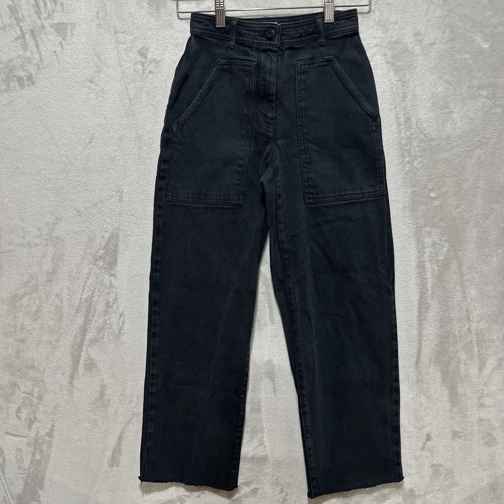 Wilfred Free Women's Black Wide Leg Cropped‎ Jeans Raw Hem  Size 00